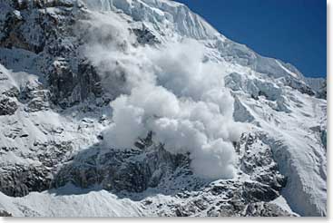 As we were talking about avalanches and avalanche rescue, the mountain provided an impressive visual aid