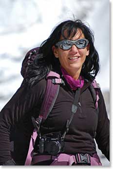 Christine at base of the Khumbu Icefall