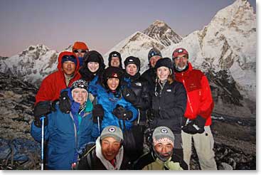 Kala Pattar summit team at sunset