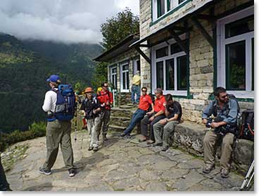 The team takes a brake along the trail