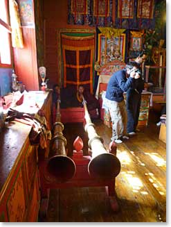 7-	The film crew had permission to film and photograph inside the monastery during a Puja