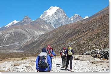 Jamie Clarke and his team hit the trail from Pheriche at 14,000 feet on Saturday