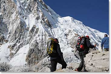 In the final section to Pumori Base we choose each step carefully and watched our balance