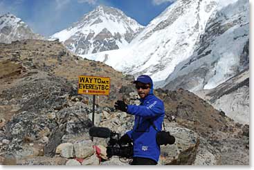 Scott was working along the trail to capture the team as they moved higher