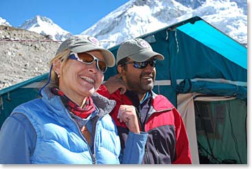 On the 21st Leila and the main trekking team headed down valley toward Lukla and the flight to Kathmandu.  Lovinder was ready to go!