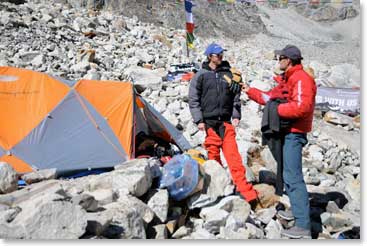 Todd and Jamie sorting gear for their planned extended stay on Pumori
