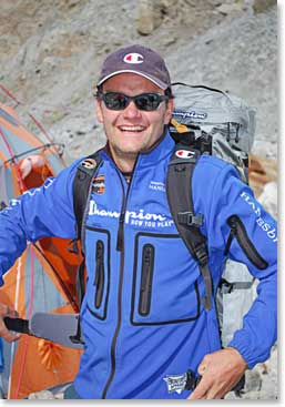 Jamie and his team are ready to move up – perhaps for the summit push. Jamie looked excited, strong and ready to go this morning.