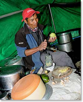 Bal Bahadur works hard in the kitchen