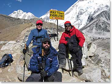 Lovinder, David and Kenny getting close to the base camp, almost there!