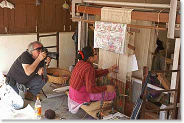 A woman hand weaving