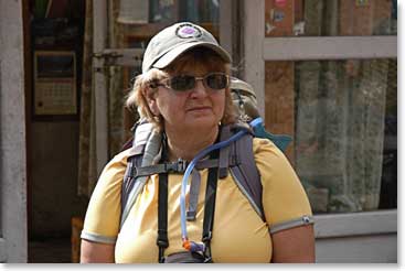 Linda taking time to pose for a picture