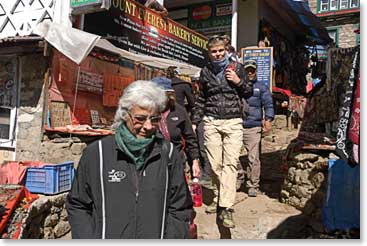 Group walked through the streets in Namche