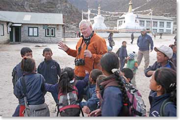 Richard taking time with the school children