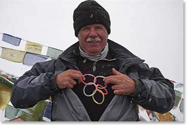 Richard with some glow rings at the summit