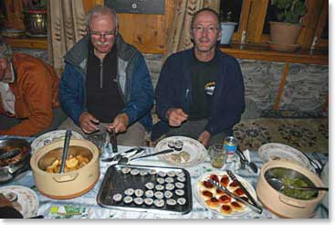 One of the many fabulous dinners along the trail