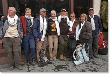 The team receives their kata scarves in Kathmandu