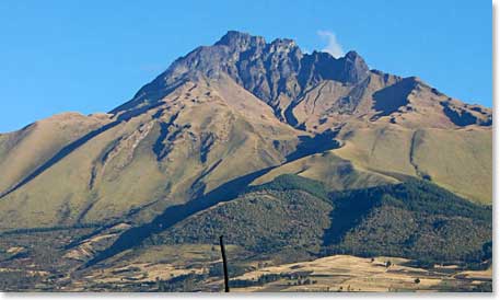 We were off early and  Imbambura towered above in clear skies.