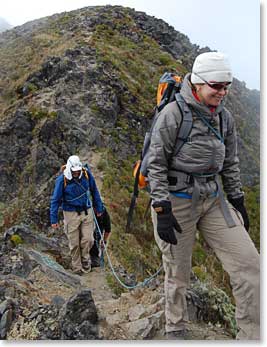 We began the descent, still feeling strong, but determined to be cautious on the way down.