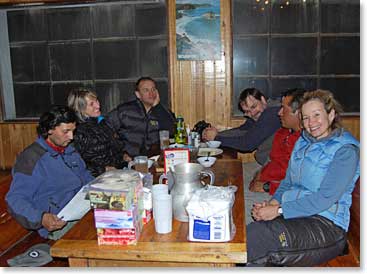 Inside the hut we had a great dinner