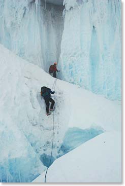 Ken climbing down after a long day