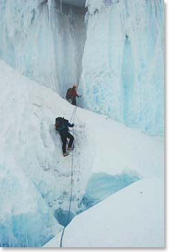 Ken climbing down after a long day