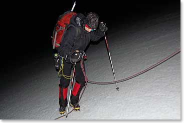 Janice first experience wearing crampons