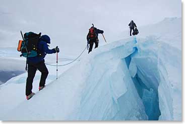 Crossing a crevasse