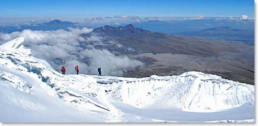 It felt as if we were walking from the top of the world as we left to top of Cotopaxi
