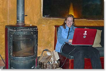 Leila seemed to always be working on our dispatches. It was no exception in our hut at the base of Cotopaxi
