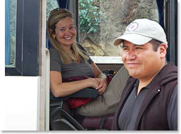 Leila and Osvaldo on our drive to Otavalo