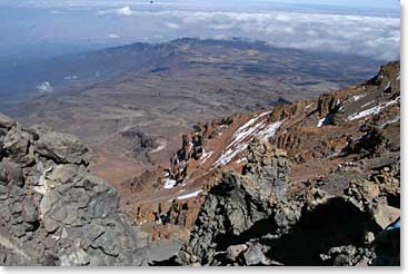 Kevin and his crew climbed 3000 feet from Cosolo Camp to the Crater Rim 