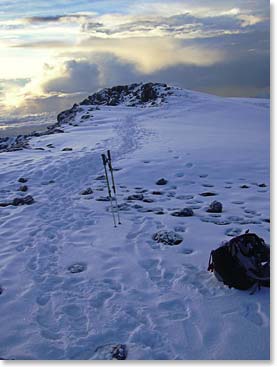 After stopping at the top Kevin’s team descended the other side of the summit toward Crater Camp