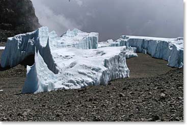 Crater Camp is located at the edge of glacial ice