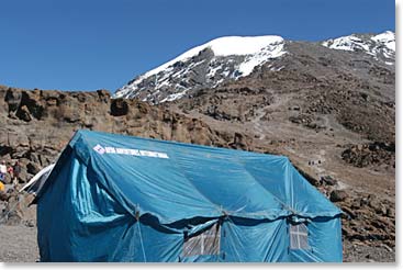 The view of the summit from Kossovo Camp