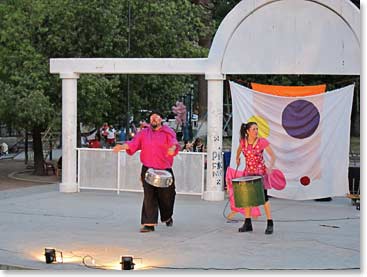 Comedians entertain local families and a few tourists