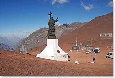 The top of the pass at the Chilean/Argentine border