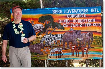 Dave poses with his climb banner.