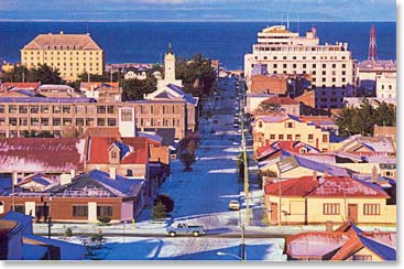 Punta Arenas with a skiff of snow