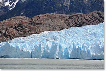 Glacier Grey spills into Lago Grey (Grey Lake)