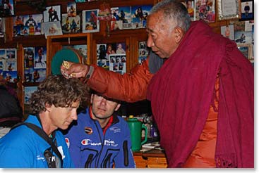 Scott Simper and Jamie receive their blessings from Lama Geshe.