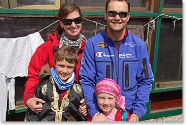 The Clarke family all together on their last day in Pangboche.