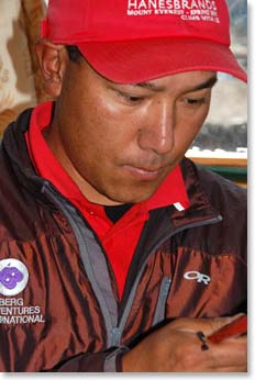 Ang Tshering, base camp manager for the Hanesbrands Expedition.