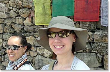 Maya and Kerri enjoying their sightseeing trip around Kathmandu