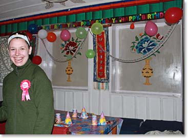 The lodge decked out in birthday decorations