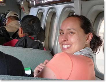 Maya getting excited for the flight to Lukla