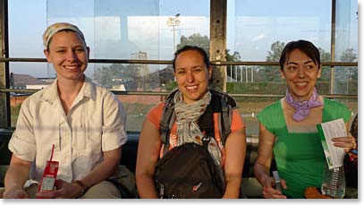 Early morning on the bus headed to the airstrip in Kathmandu.