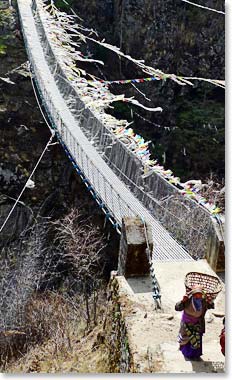 A suspension bridge between Namche and Phakding.