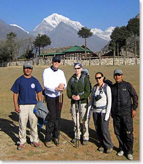 The team poses for a photo at the Everest viewpoint