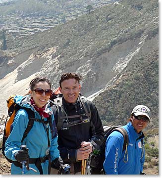Ljerka, Jeremy and Ningma on the trail back from Thame.