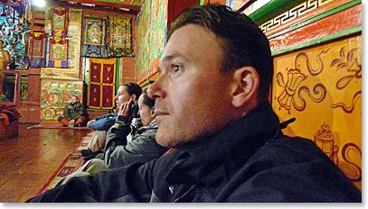Jeremy and the team inside Tengboche Monastery